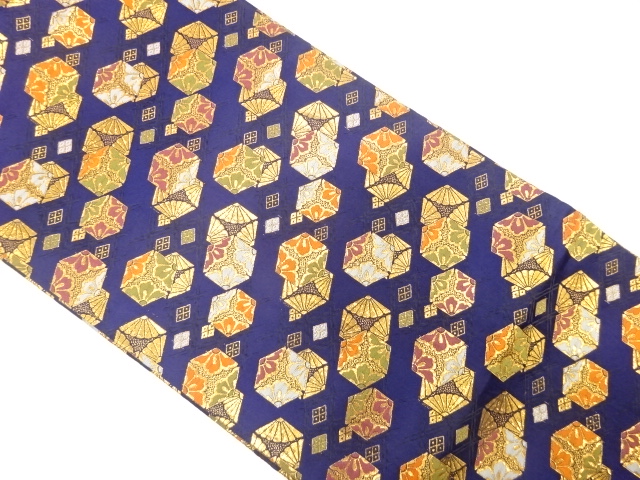 アンティーク　亀甲に花模様織り出し踊り帯(着用可)